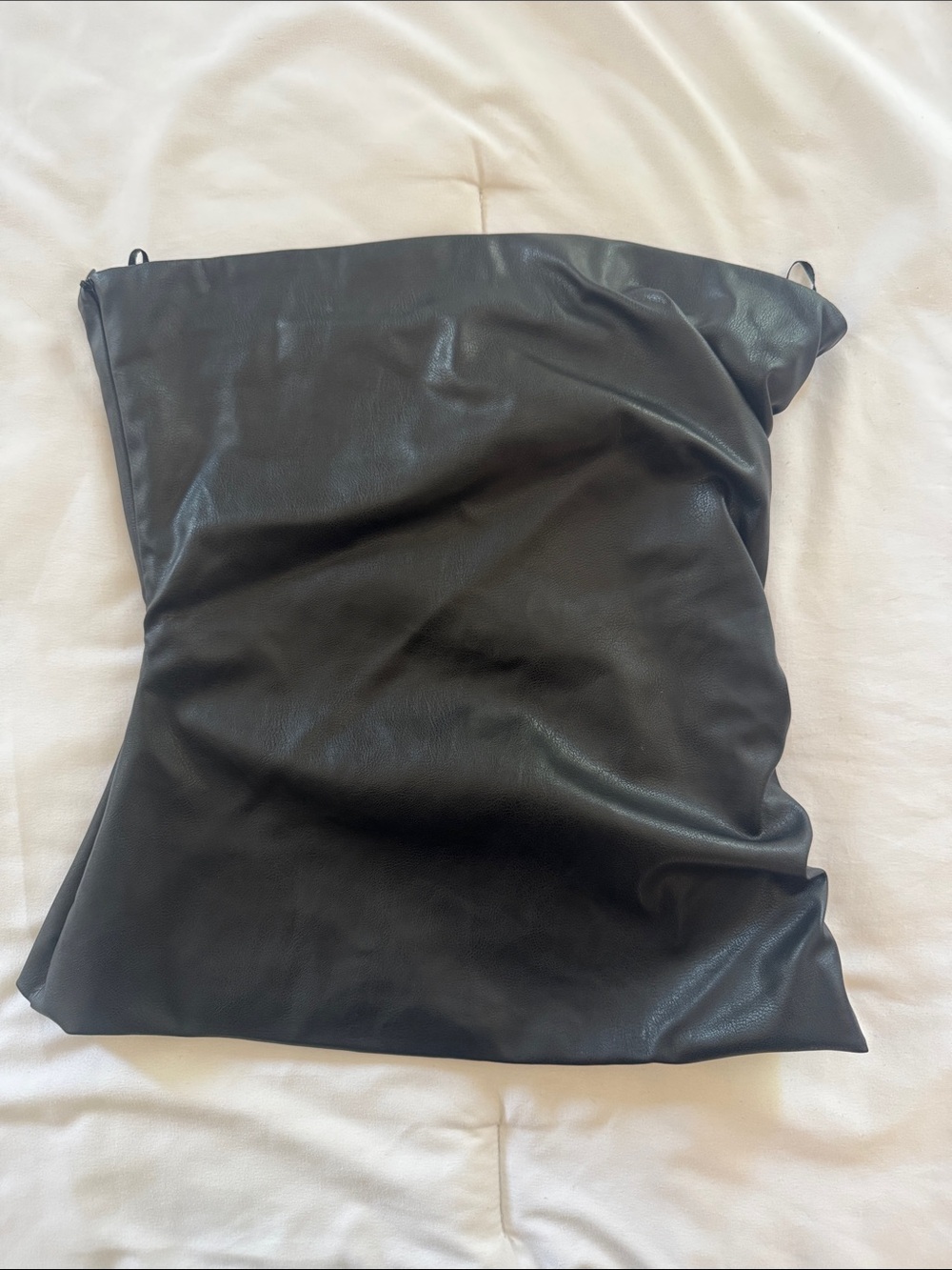 Zara Black Faux Leather Strapless Top